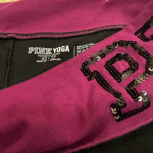 Y2K Pink Yoga Pants Sequin Logo | Victoria’s Secret Foldover Bootcut XS New NWOT - Picture 4 of 6